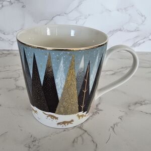 Portmeirion Sara Miller Coffee/Tea Cup with Foxes in Snow and Trees - Like New